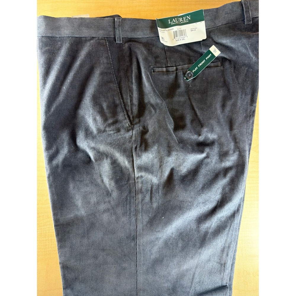 Lauren Ralph Lauren Mens Slate Gray Corduroy Dewhurst Flat Front Pants 40W x 29L